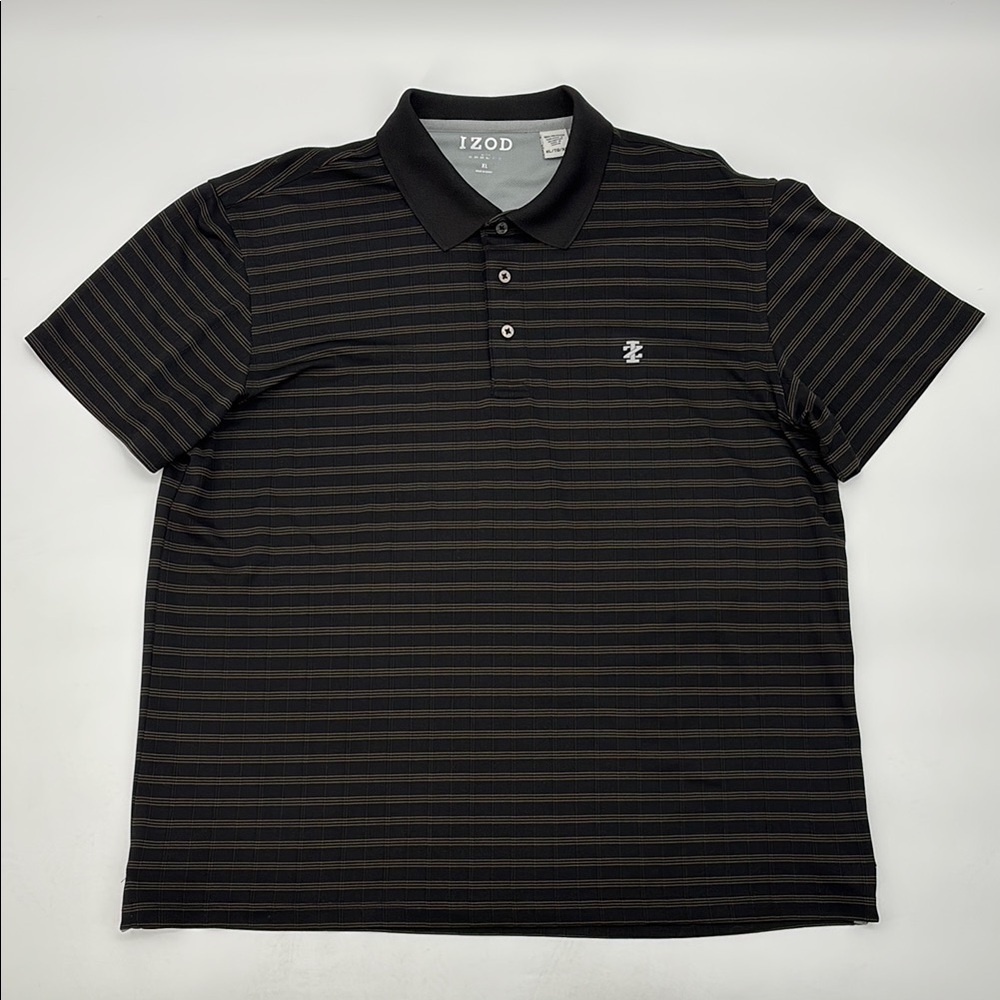 IZOD Men's Black Striped Polo Shirt with CoolFX size XL